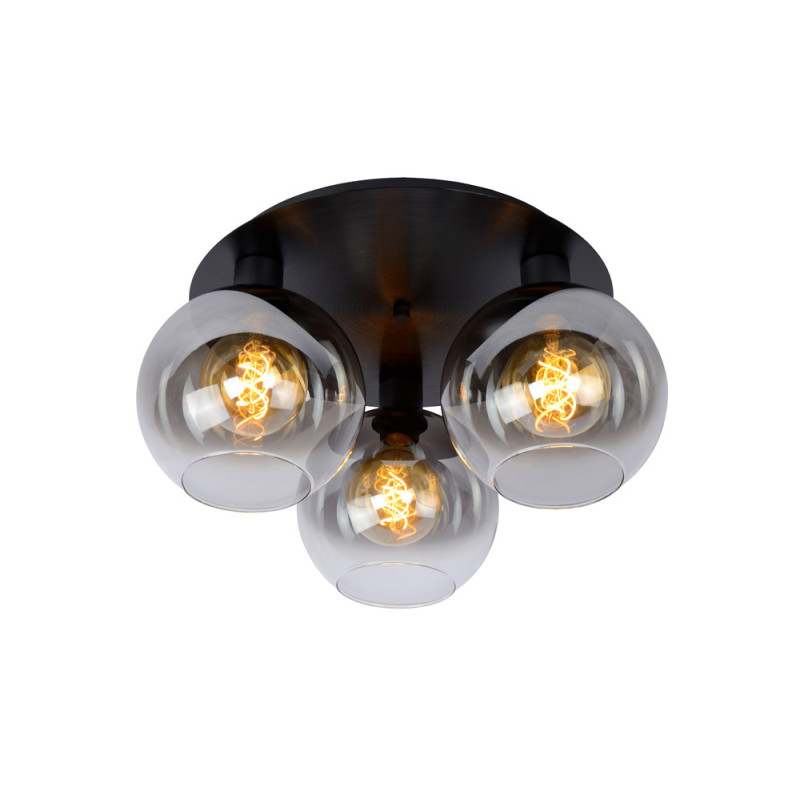 Plafonnier Marius fumé Ø 50 cm E27 3 x 60 W LUCIDE