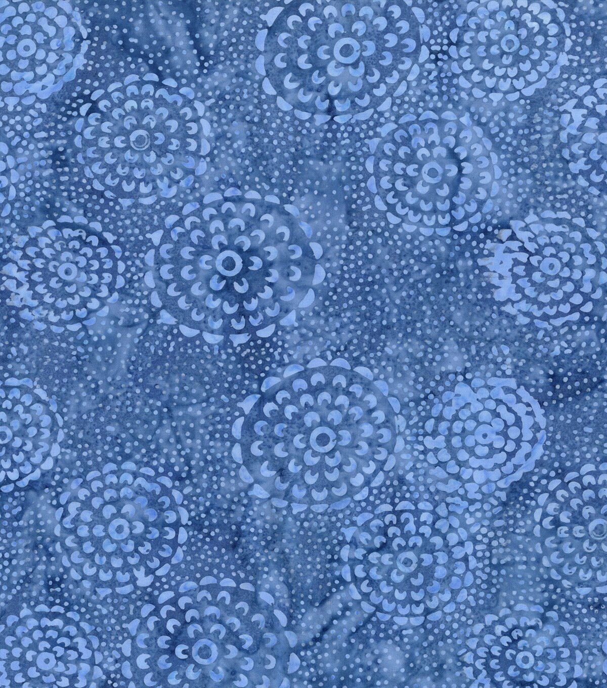 Hi Fashion Circular Medallions Blue Batik Cotton Fabric