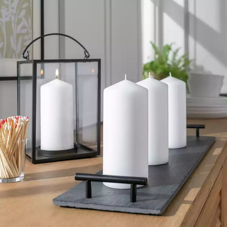 Habitat Pack of 4 Pillar Candle - Unscented