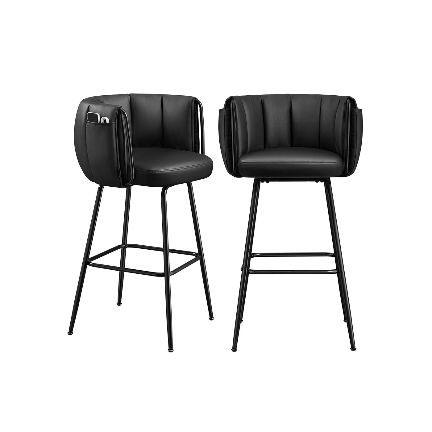 Tabourets de bar pivotants à dossier courbe - Lot de 2