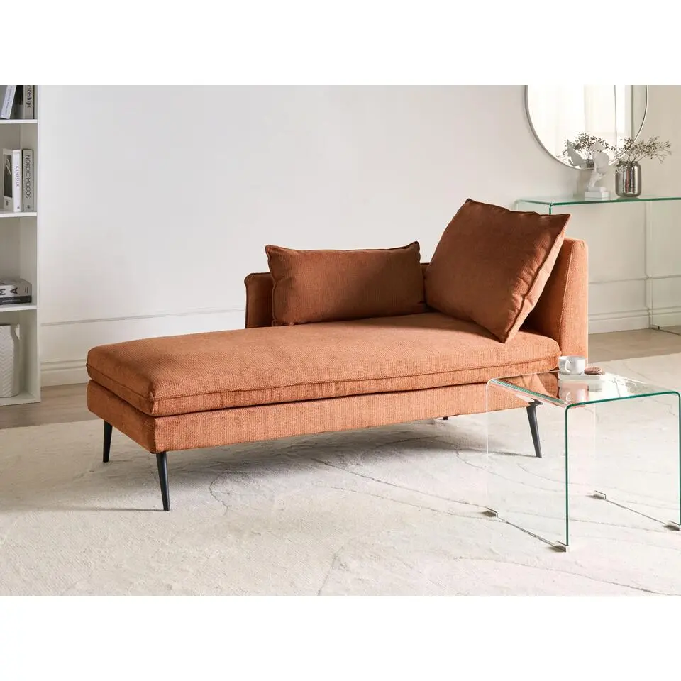 YERRES - Chaise longue - Oranje - Rechtszijdig - Polyester