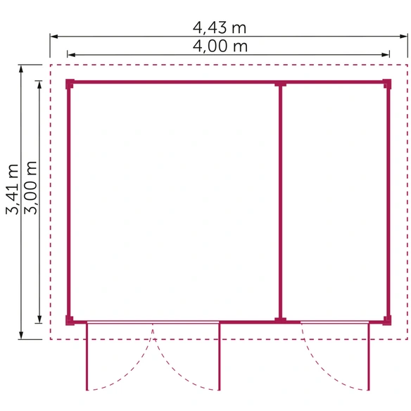 Gartenhaus »Venedig«, Holz, BxHxT: 443 x 240 x 342 cm (Außenmaß inkl. Dachüberstand)