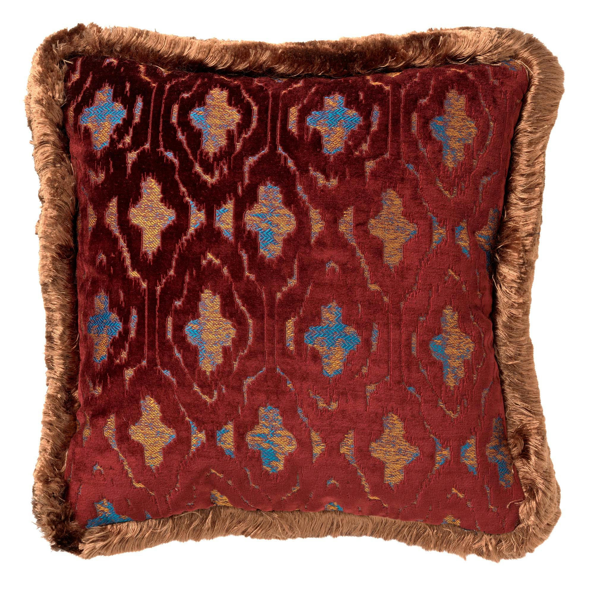 - Coussin rouge en velours 45x45 cm avec motif
