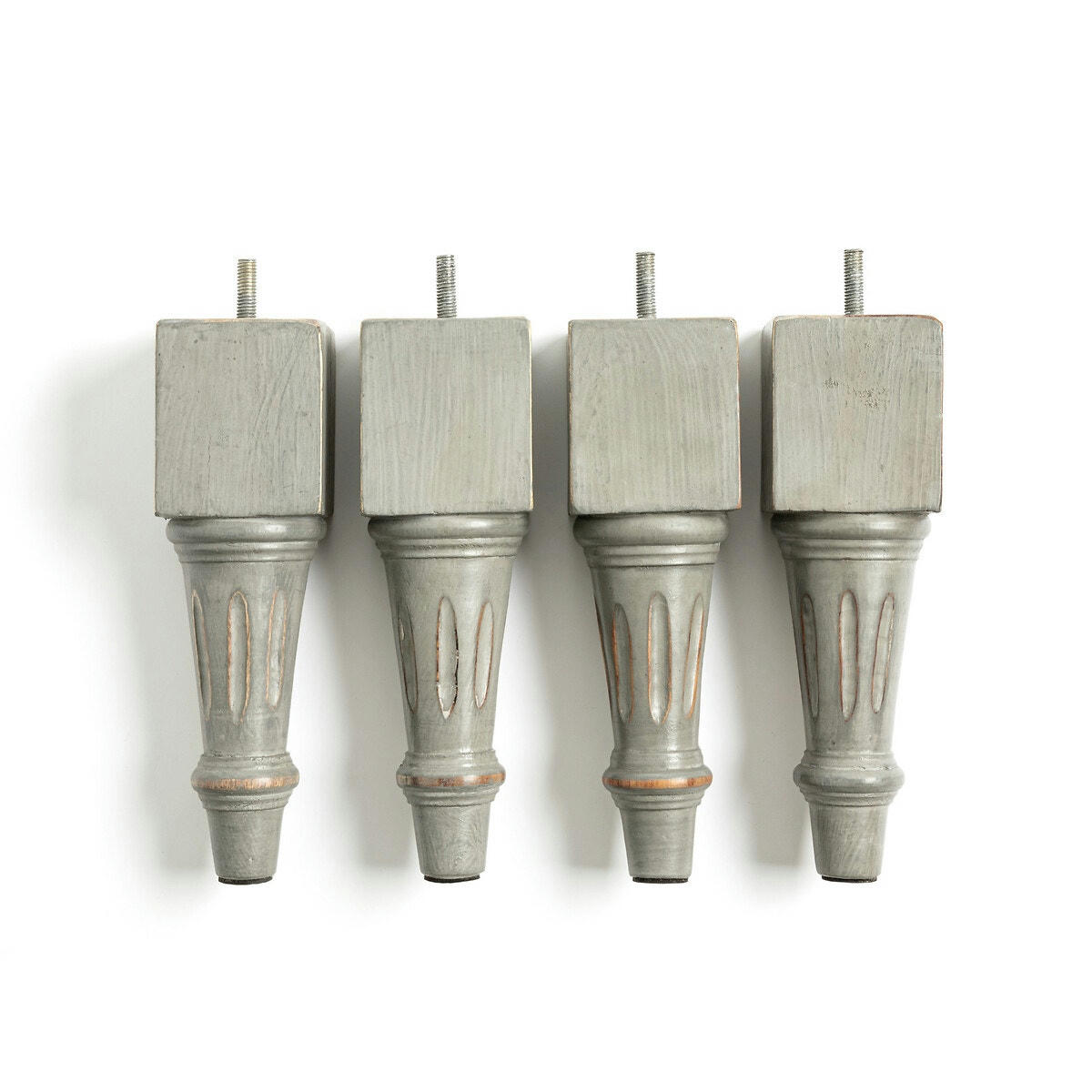 Lot de 4 pieds de sommier sculptés