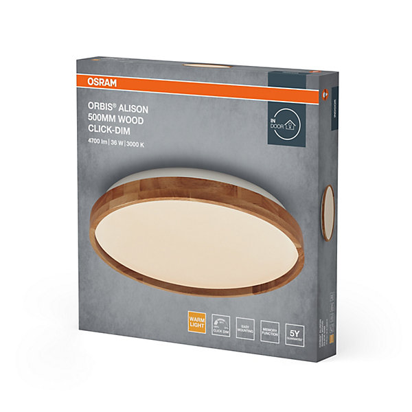 OSRAM Applique ORBIS Alison 36W gradable 500mm décor bois