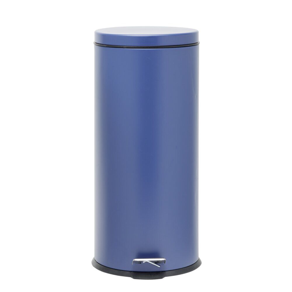 Poubelle ronde à pédale métal Bleu 30l