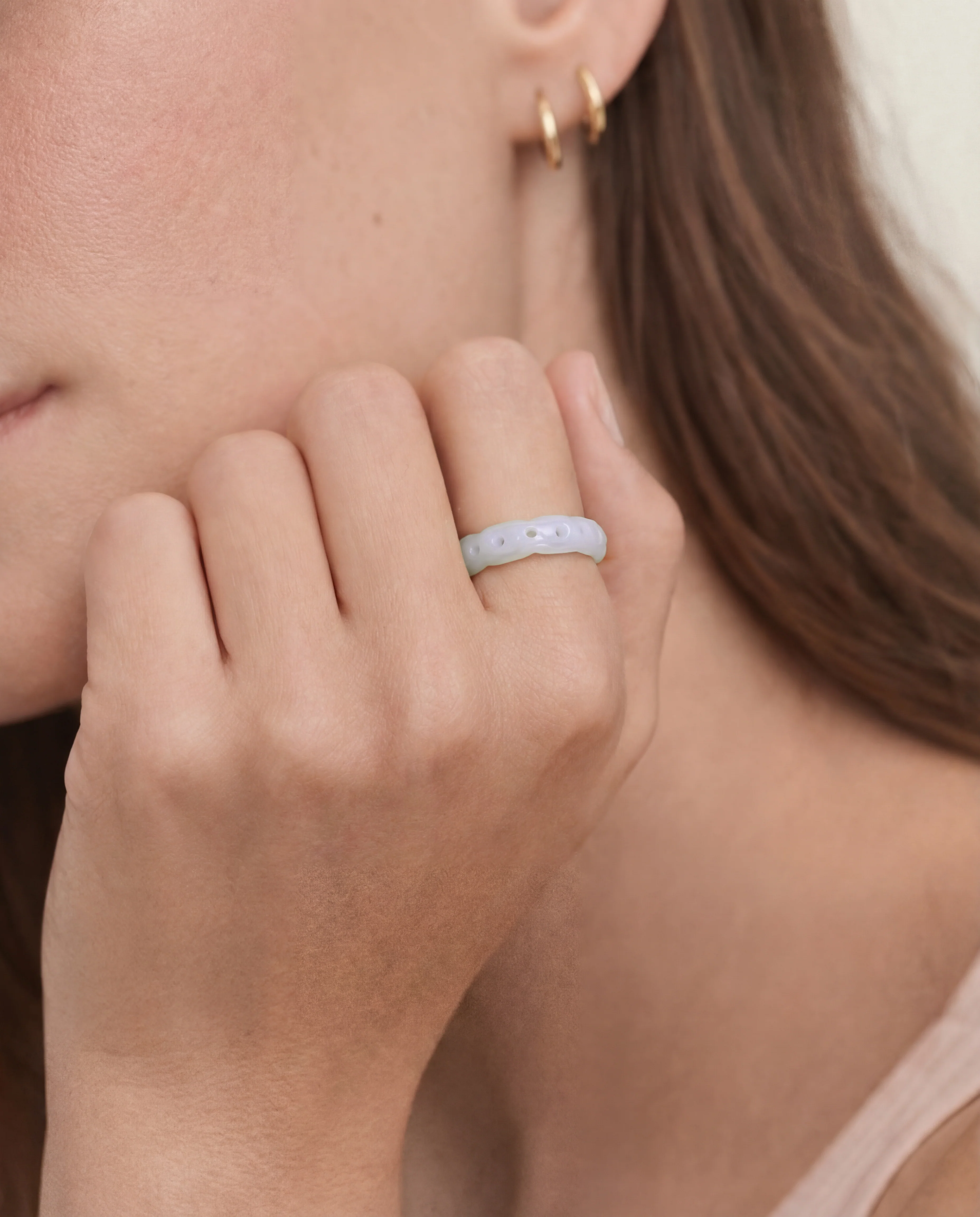 Weave — Off-White Jade Ring