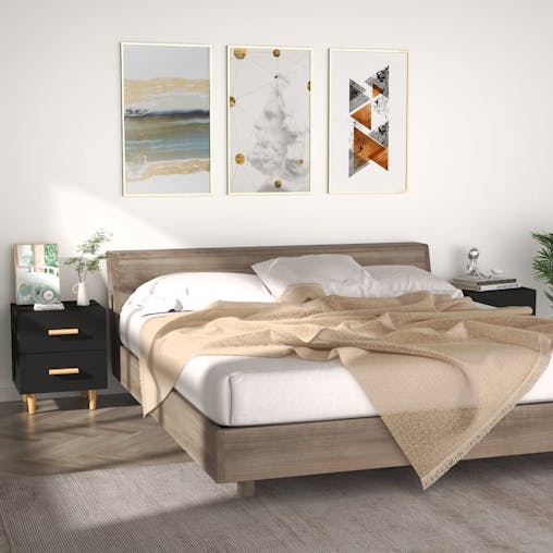 NNEVL Bed Cabinets 2 pcs Black 40x35x47.5 cm