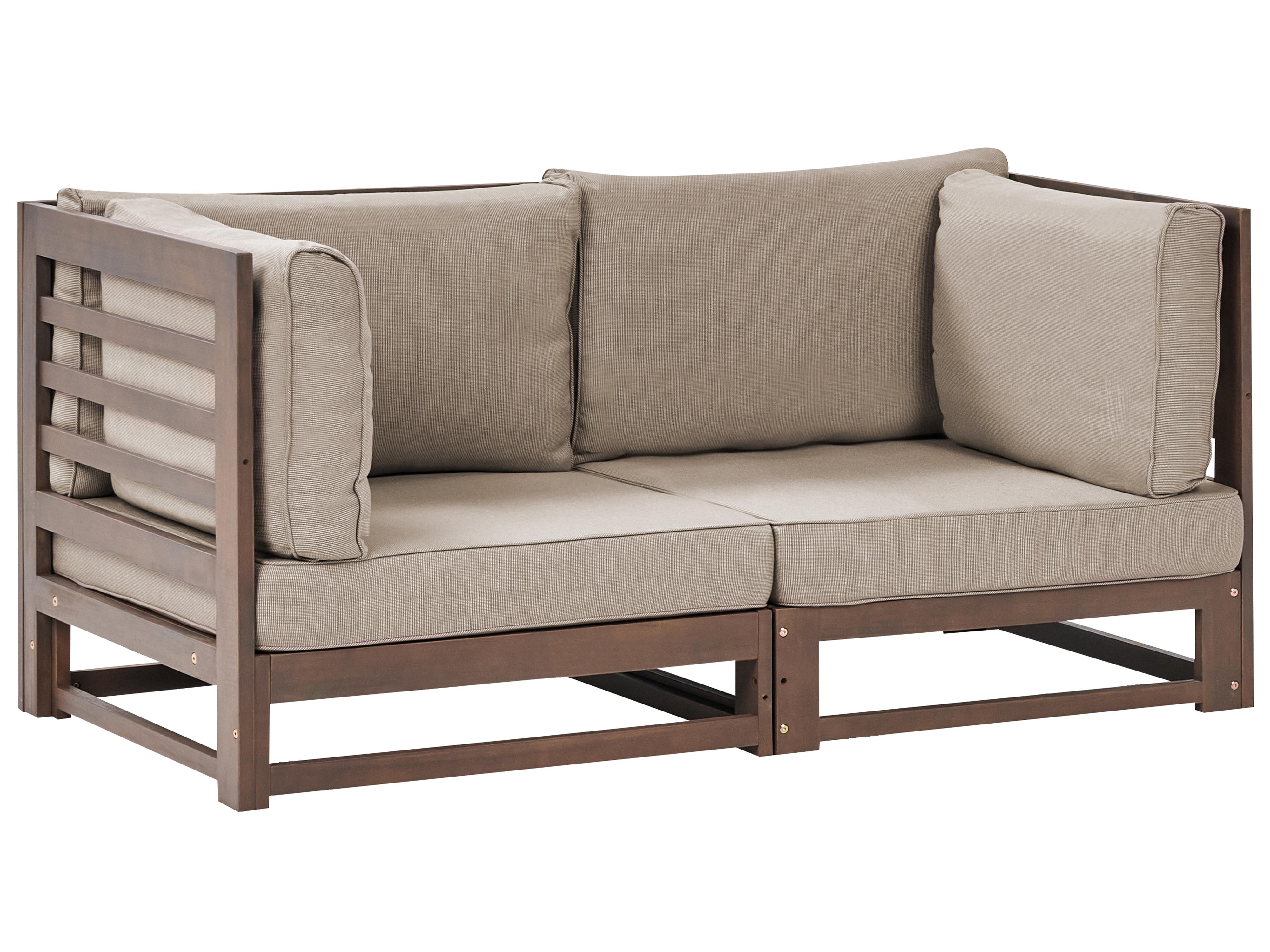 Garden Sofa 2 Seater TRANI Modular Certified Acacia Wood Dark Brown