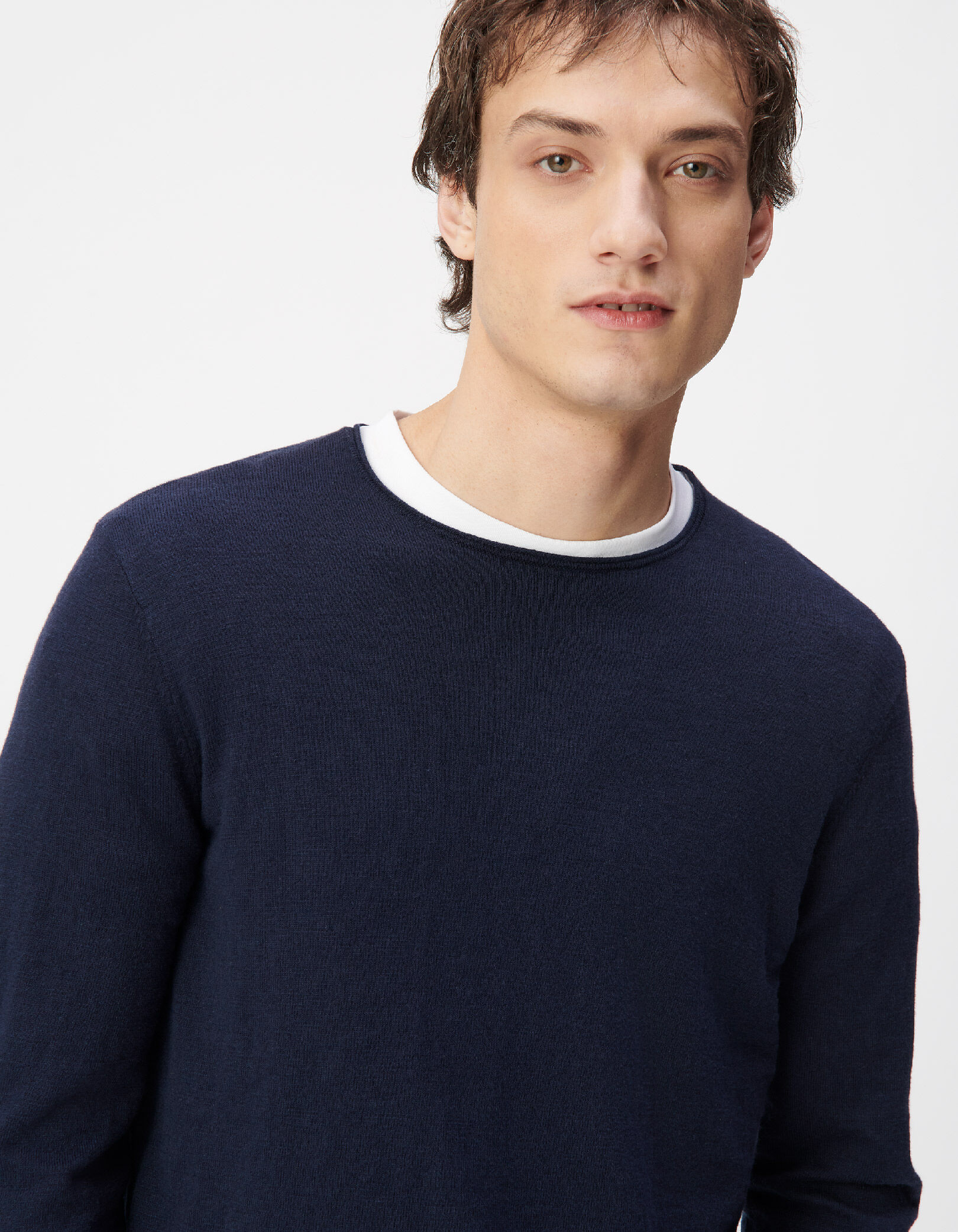 Pull marine tricot fin bords roulottés Homme