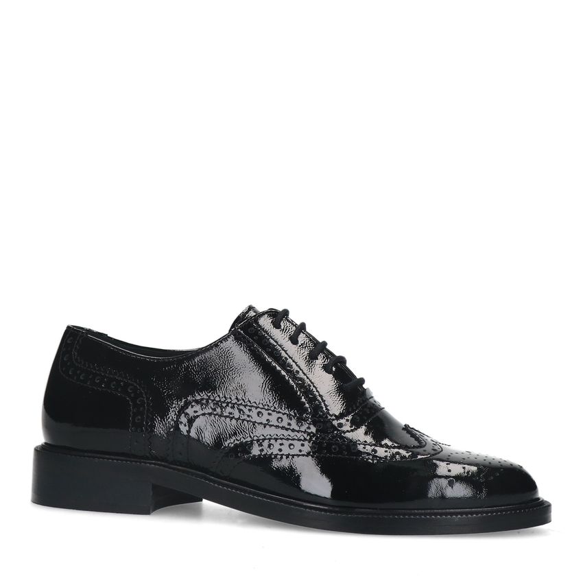 Manfield Zwarte lakleren veterschoenen