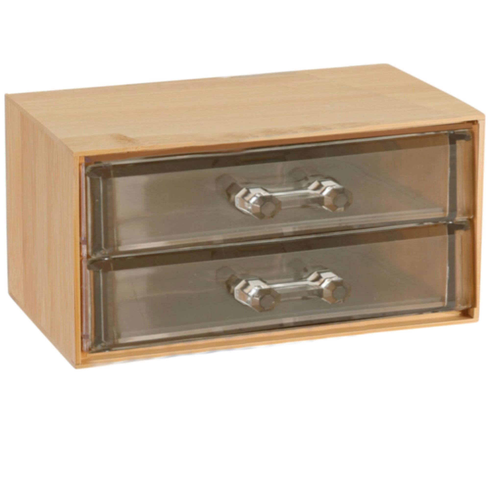 - Rangement maquillage bambou 2 tiroirs acrylique