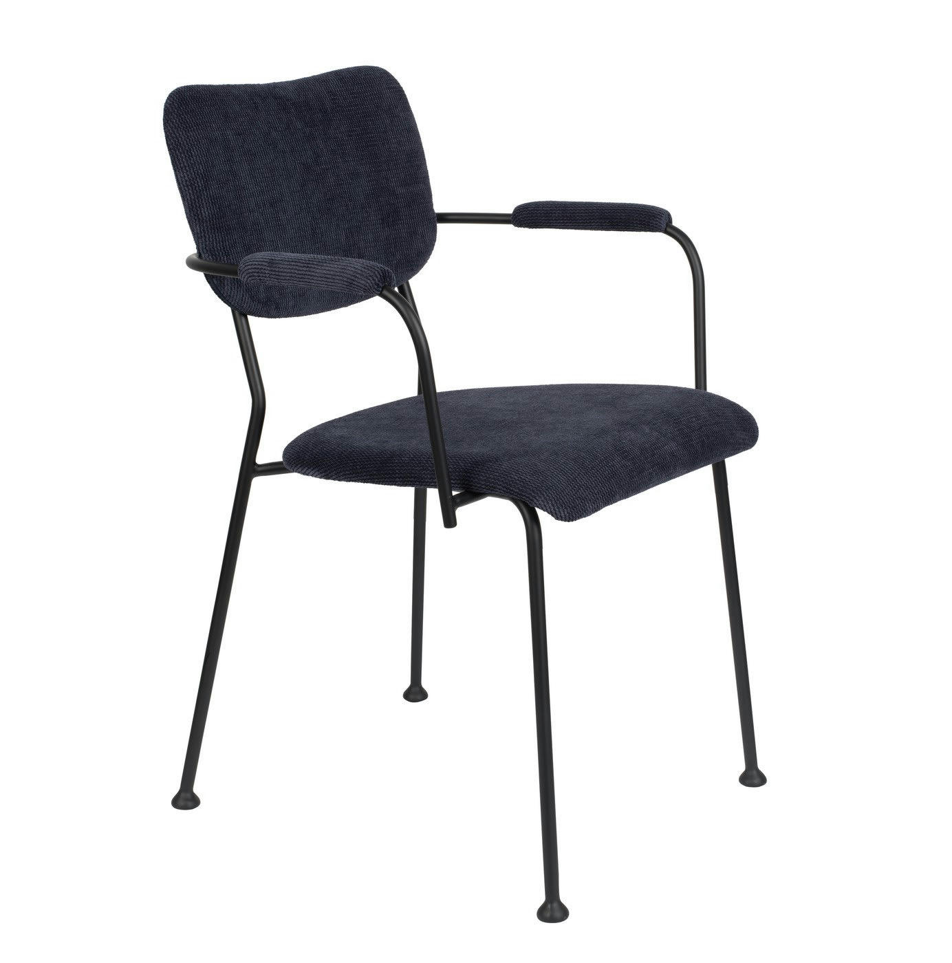 BENSON - Chaise accoudoirs velours bleu