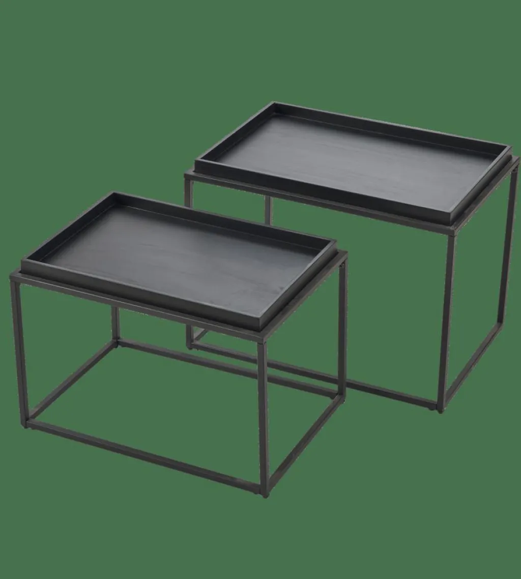 Tables D&rsquo;Appoint^CASA APOLLO Table D&rsquo;appoint Set De 2 Noir