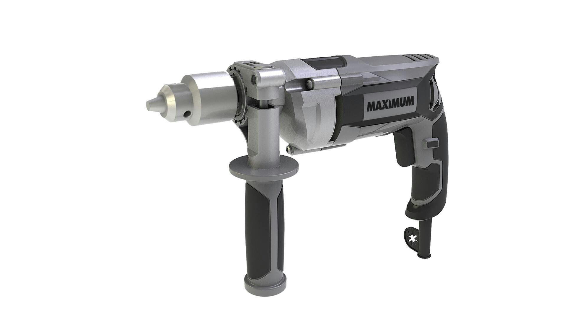 MAXIMUM 8A Heavy-Duty Corded Drill with Keyed Chuck, Auxiliary Handle & Metal Gear House, 1/2-in