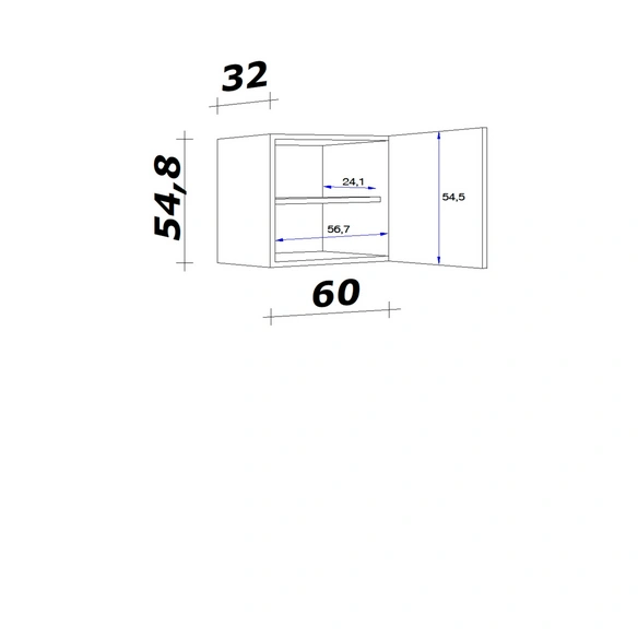 Hängeschrank »Cara«, BxHxT: 60 x 54,8 x 32 cm, Dekor: Schilfgrün matt / Artisan Eiche
