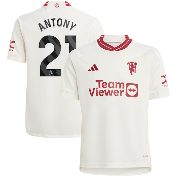 Antony Manchester United adidas Youth 2023/24 Third Replica Player Jersey - White/Green