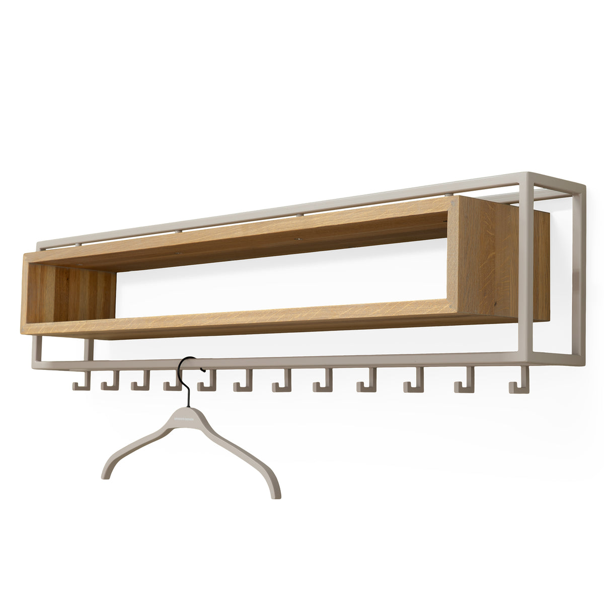 Spinder Design kapstok School 120 - Silky Taupe / Eiken - 12 haken