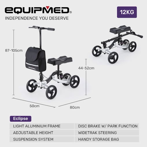 NNEMB Knee Scooter Walker-Disc Brake-Suspension-Bag-Broken Leg Ankle Foot Mobility-Crutches Alternative