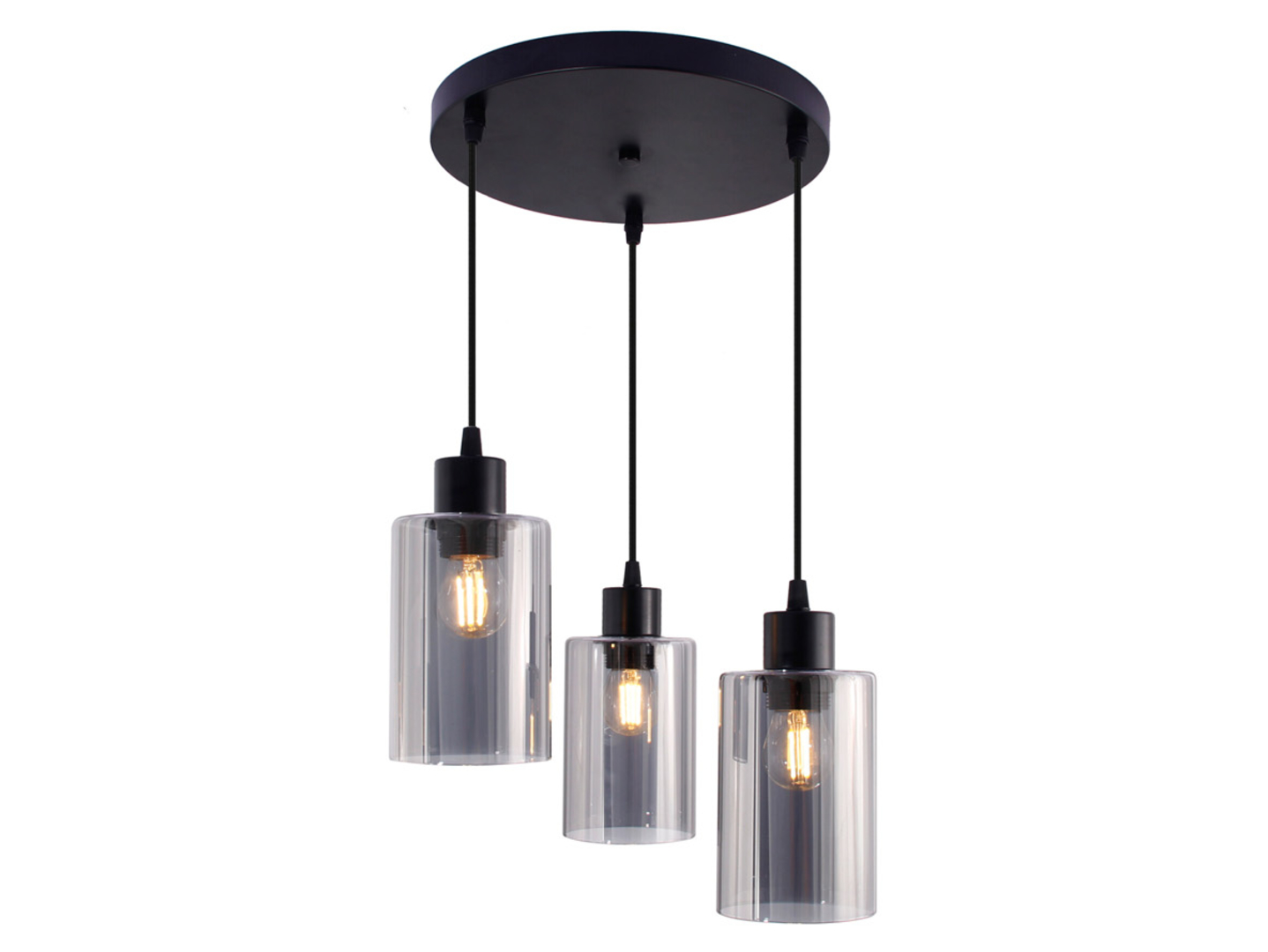 Lampa wisząca Dieb 3-punktowa szklana czarna