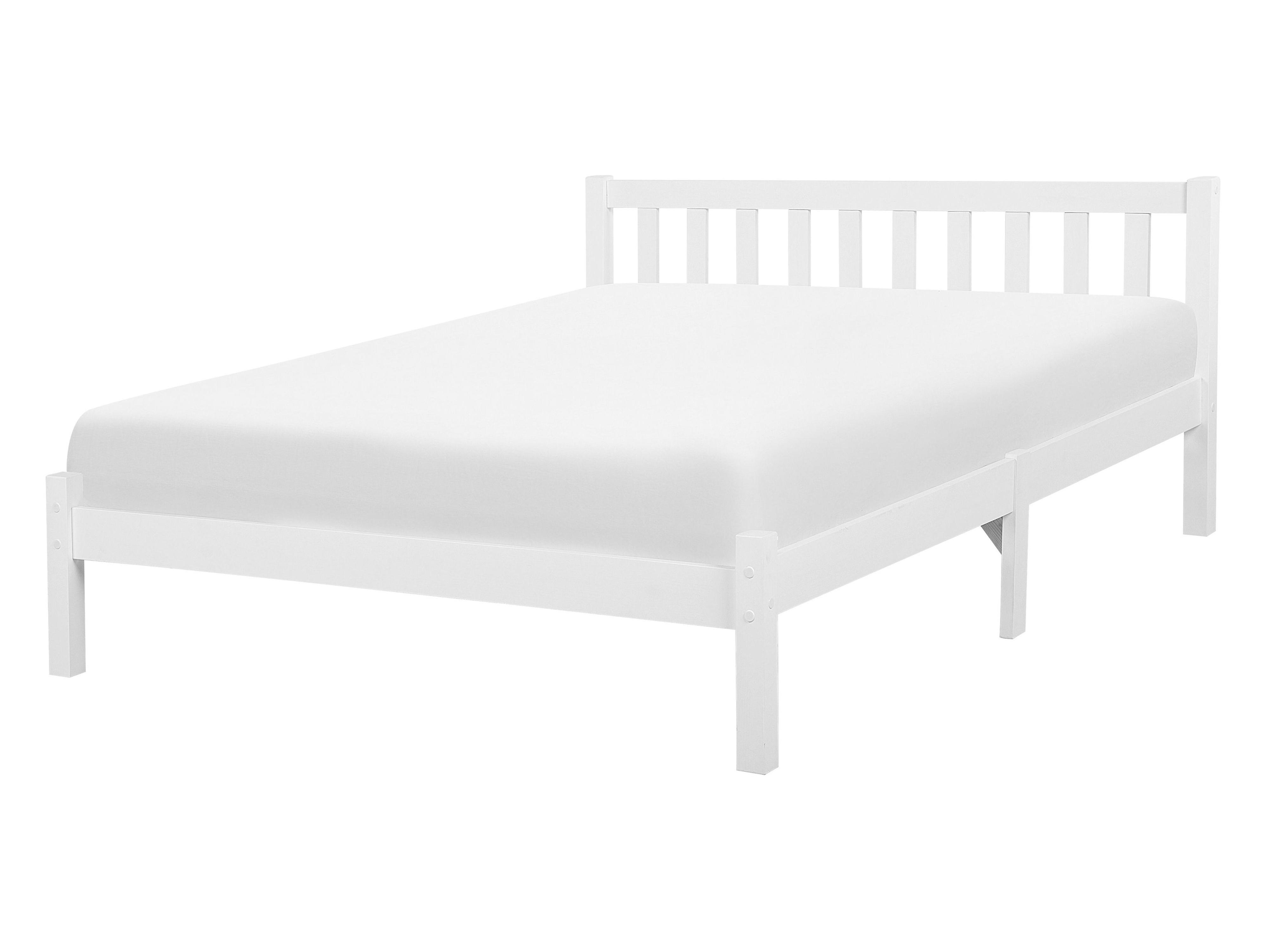 Bed Pine Wood FLORAC 140 x 200 cm (EU Double) White