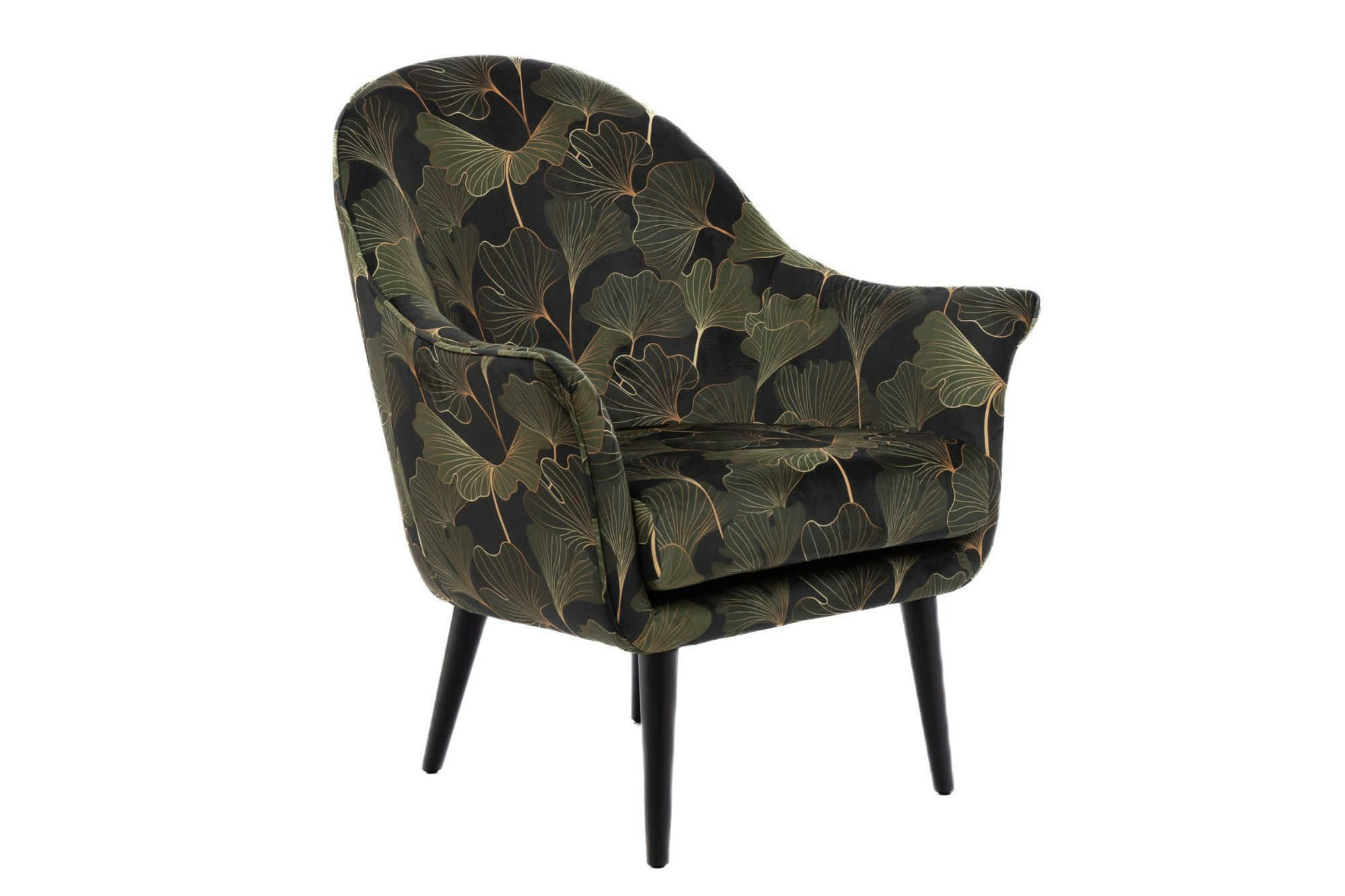 NOAH - Fauteuil en velours peau de pêche aux motifs fleuris