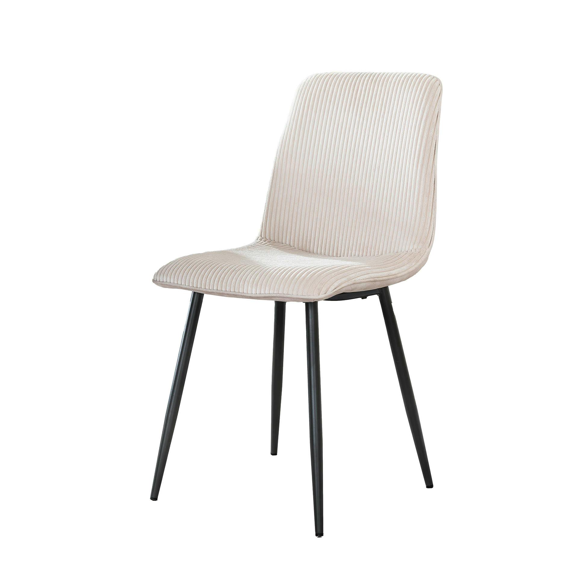Chaise de salle à manger en tissu côtelé crème (lot de 2) TAJ