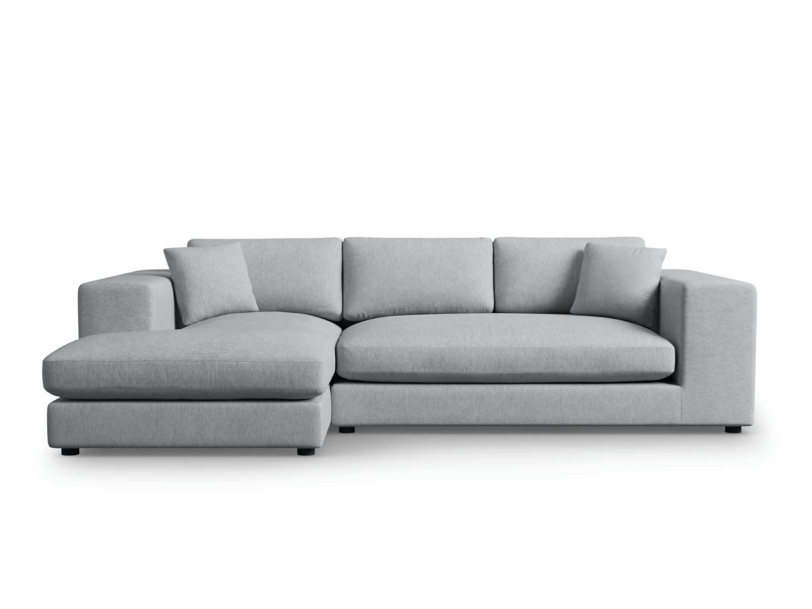 TENDANCE - Canapé D'Angle Gauche 5 places en Tissu Structurel Gris Clair