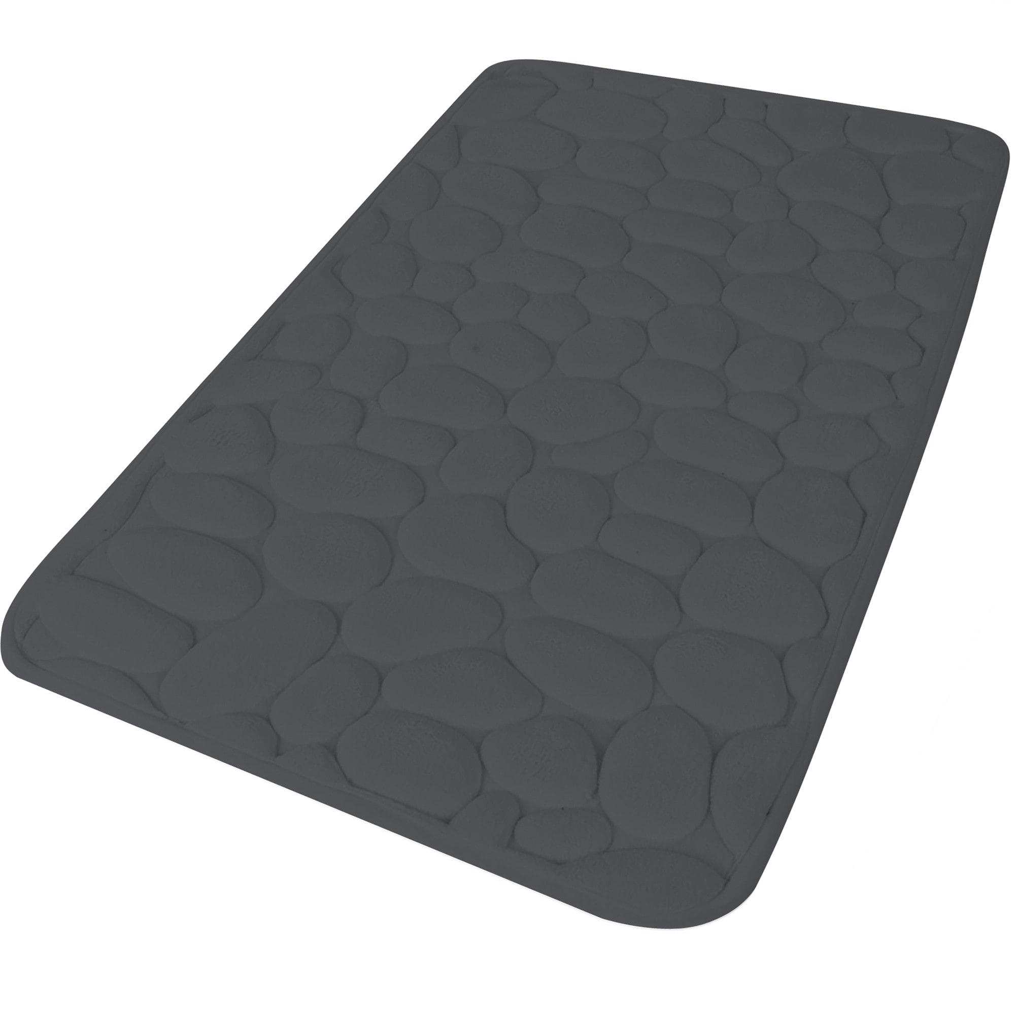 - Tapis de bain mémoire de forme motifs galets gris foncé 50x80cm