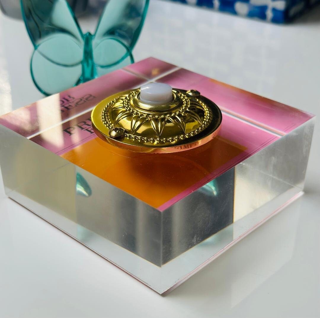 Press For Champagne Thick Heavy Acrylic Paperweight Table Art Décor