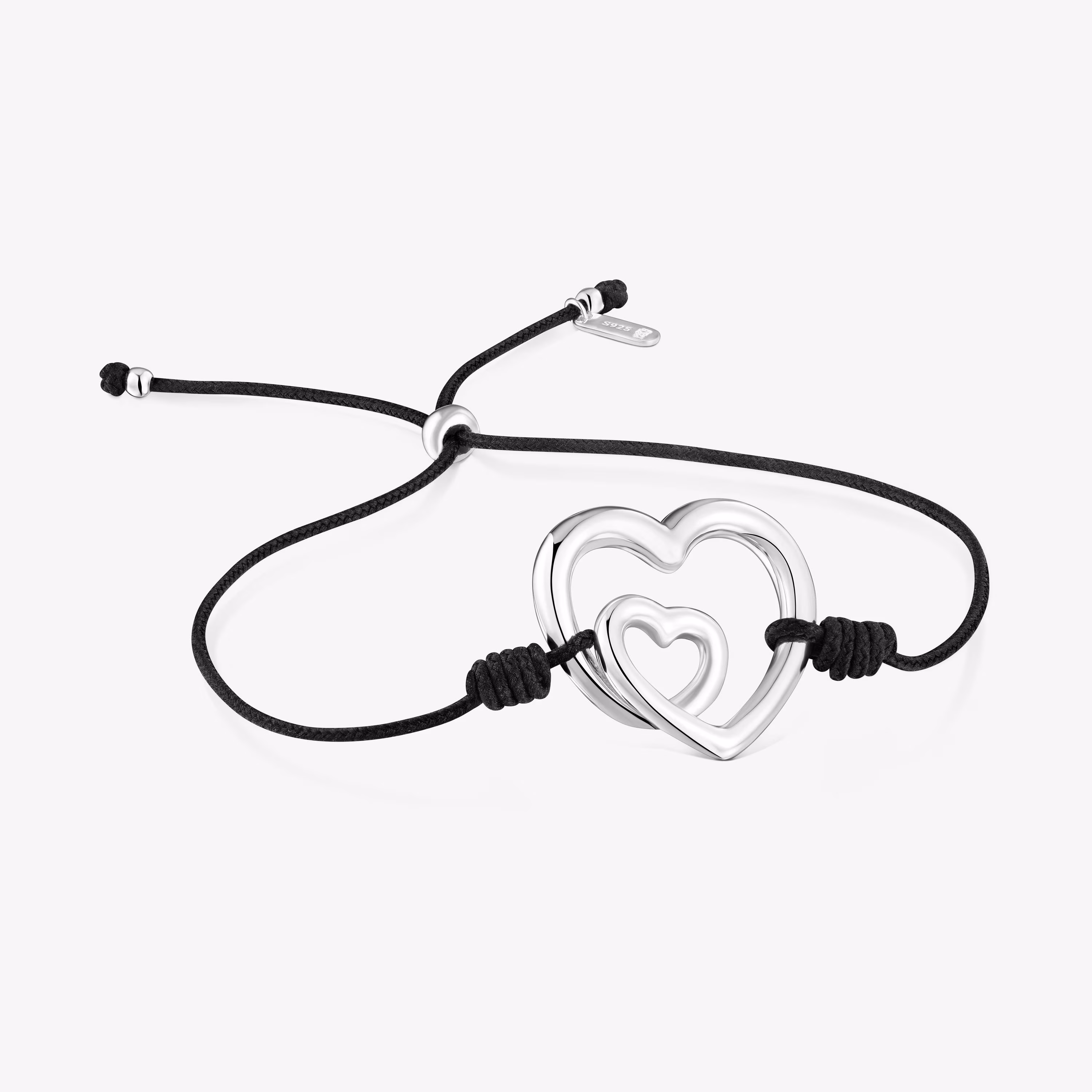 Pulsera silueta de plata y nylon negro TOUS Flechazo