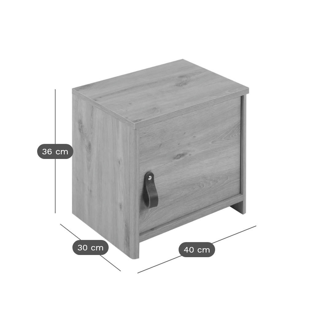 GAVIN - Table de chevet  enfant 1 porte effet chêne marron