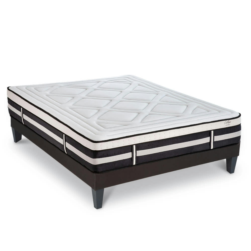CALLIOPE - Ensemble Matelas à Mémoire de forme h28cm et sommier gris 140x200