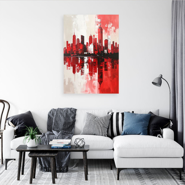 Obraz do salonu sypialni biura, Czerwone Miasto Budynki imitacja 20x30