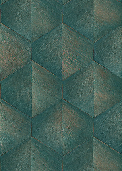 Papier peint vinyle intissé graphique 3D bleu pétrole L.1005 x l.53cm, Erismann Prisma