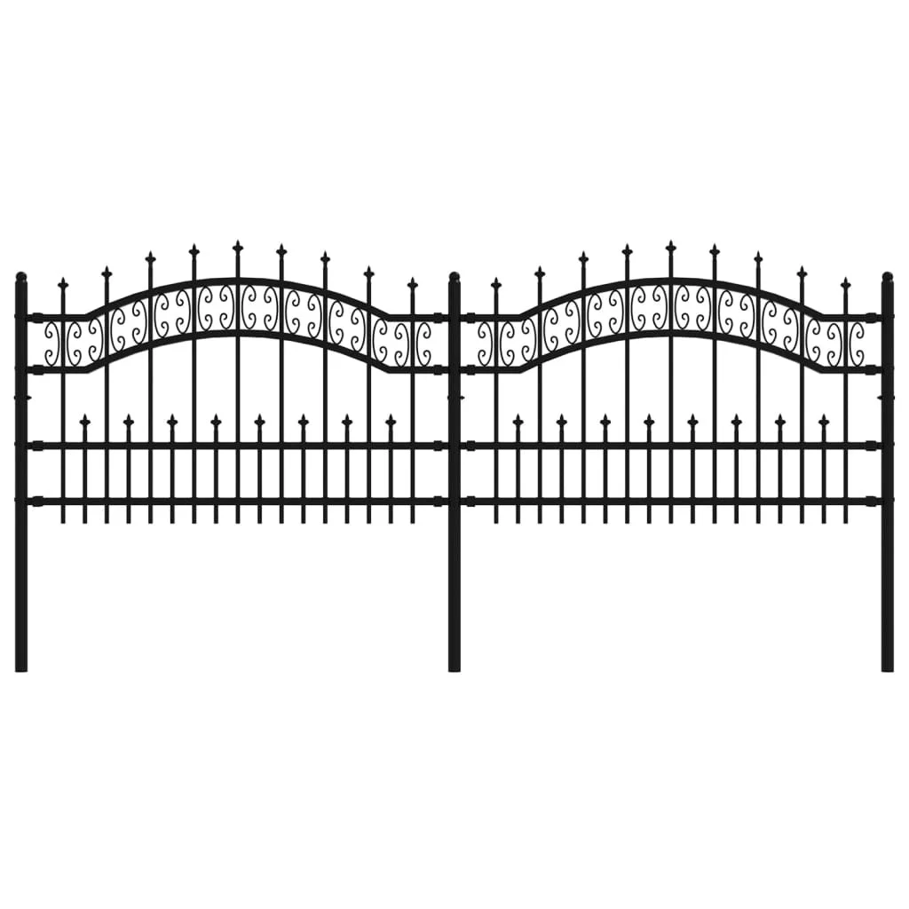Panel Ogrodzeniowy Ogrodzenie Płot Malowana Proszkowo Stal 240x75 cm Czarny