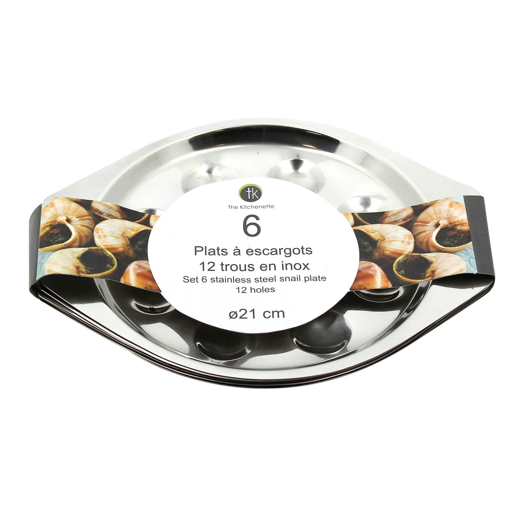 - Lot de 6 plats à escargots 12 trous en inox