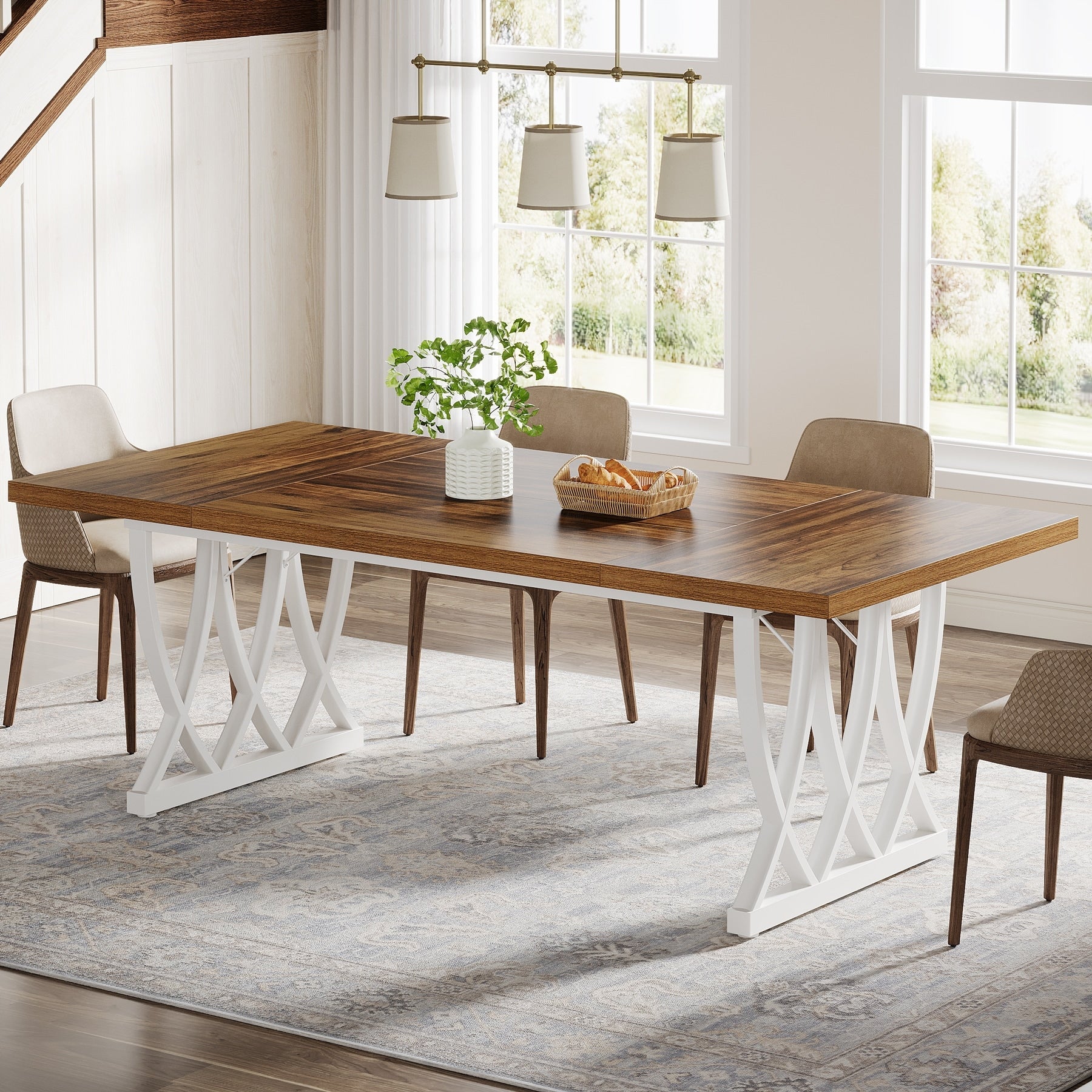 70.87-inch Dining Table with Metal Frame for Home