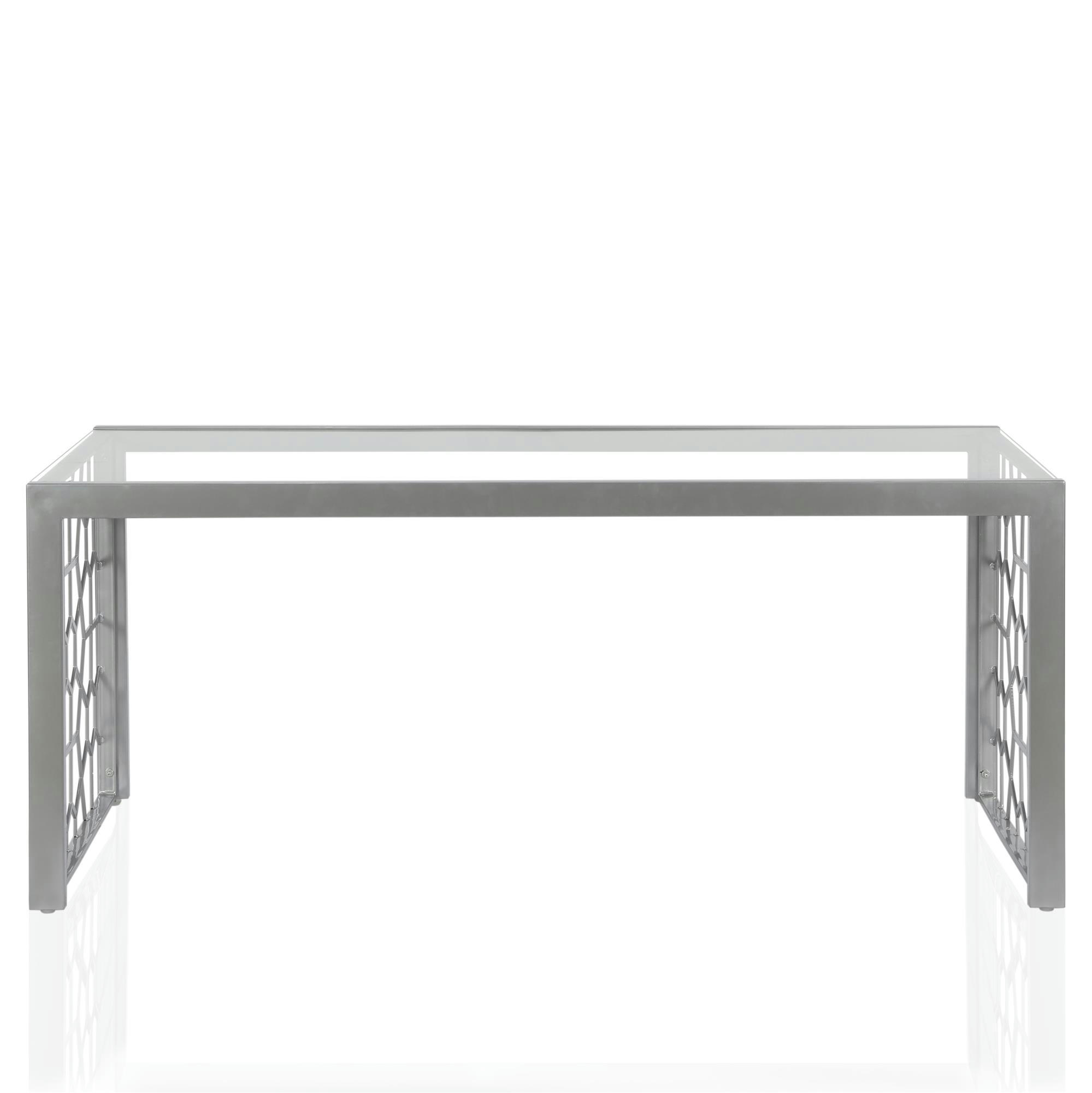 JULIETTE - Table basse en verre et structure en métal argenté