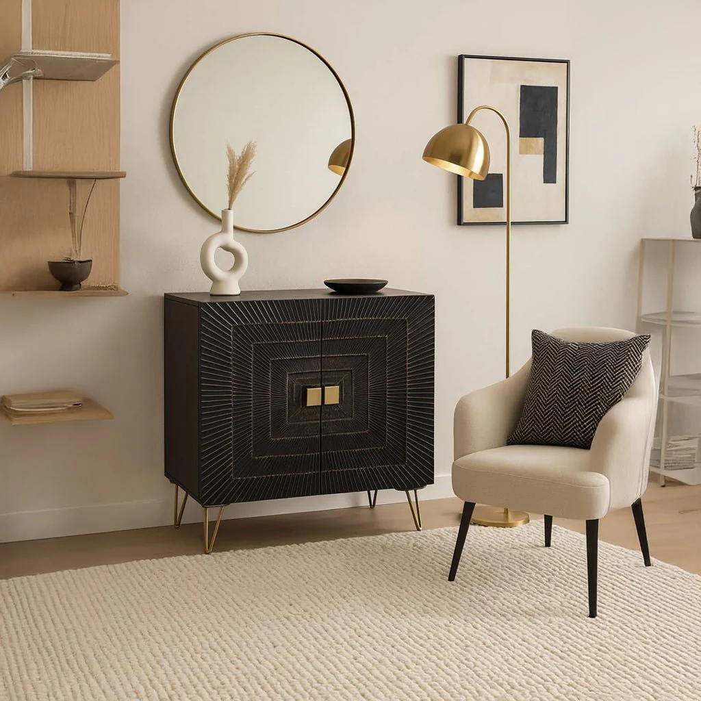 Aparador de Metal e Madeira com Duas Portas TORA