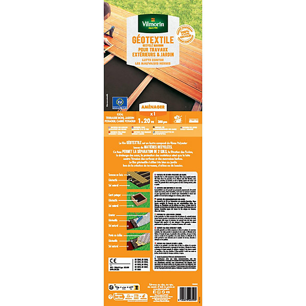 Géotextile recyclé marron pour travaux extérieur 100g Vilmorin
