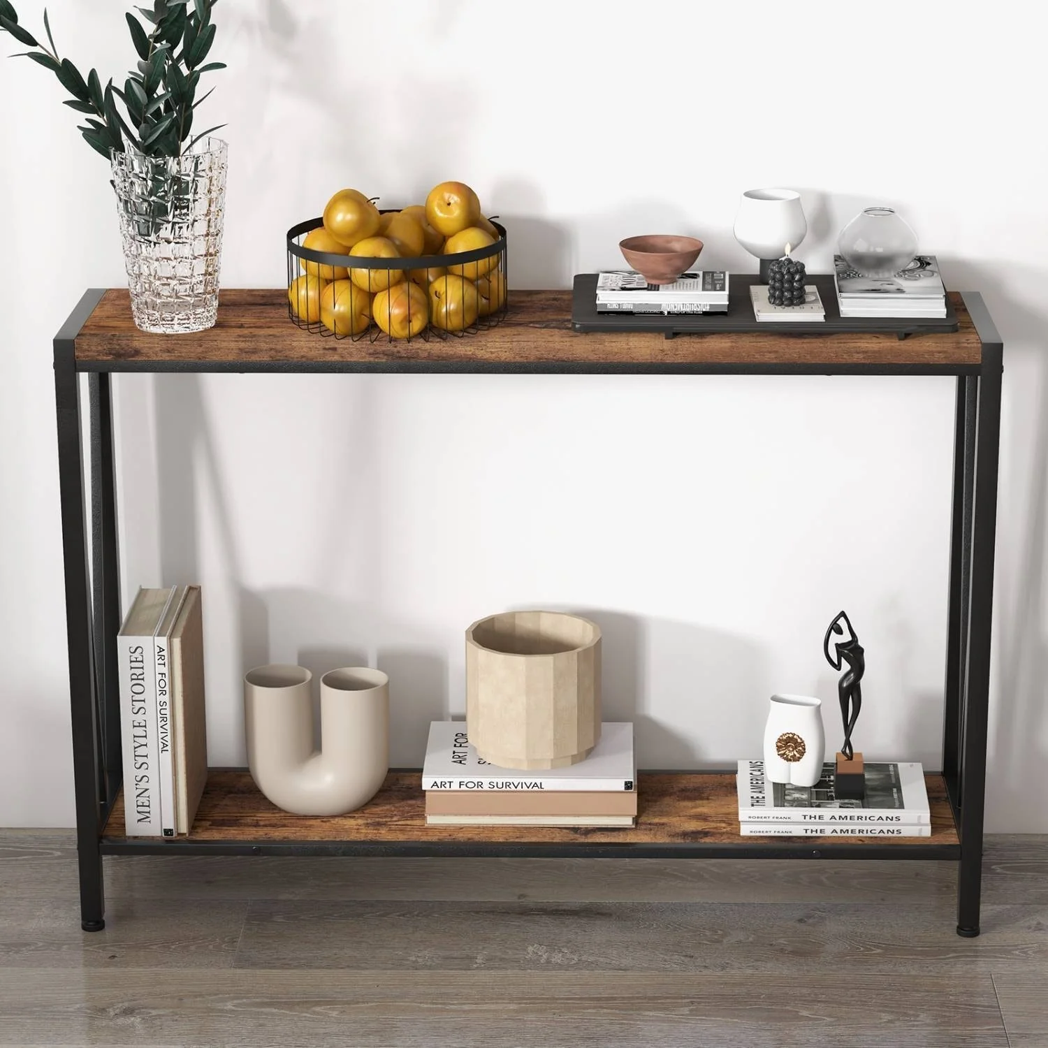 Easy Assembly Modern Sofa Table with Shelf for Entryway