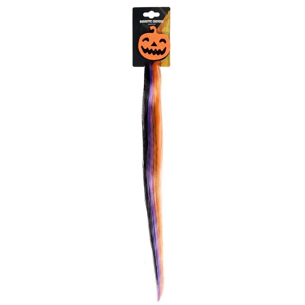 Barrette cheveux Halloween avec mèche noire et orange (3 modèles)