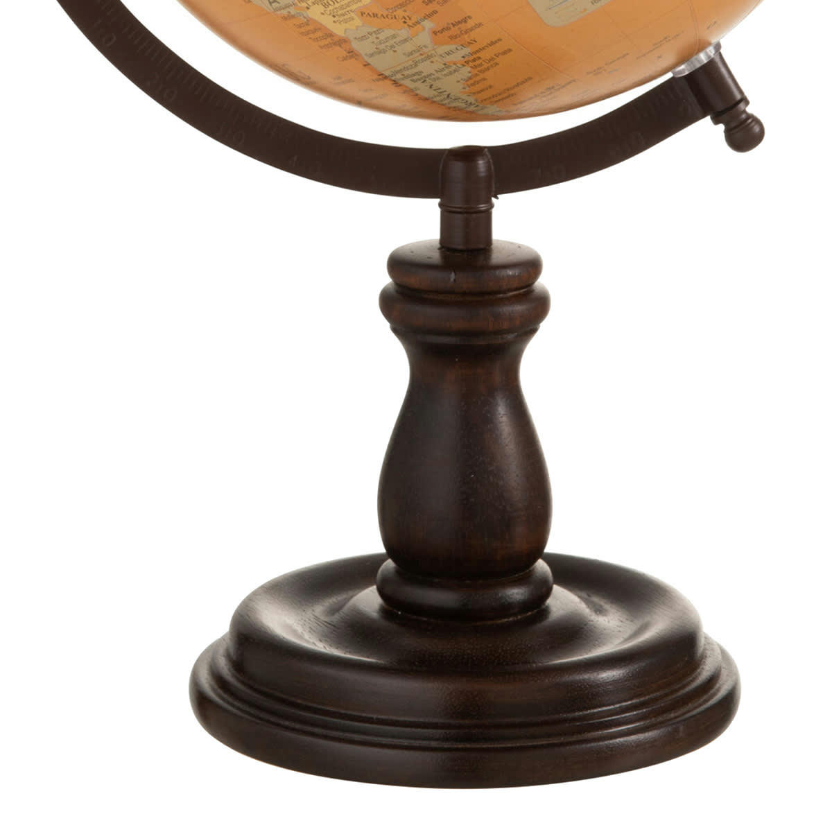 - Mappemonde sur socle en bois noir - ocre 24x24x37 cm