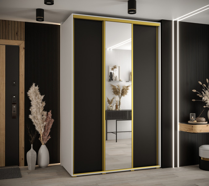 Szafa przesuwna 60 Cannes 3 160 biały czarny złoty