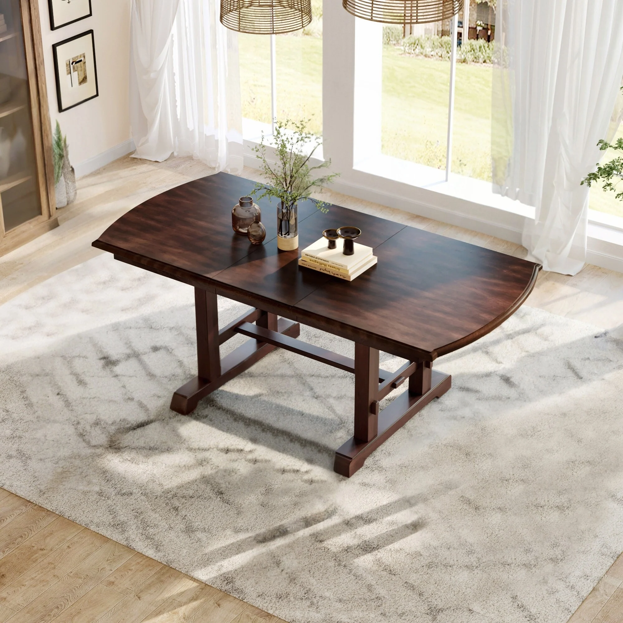 60-78Farmhouse Large Expanding Table for 4-8 (Cherry)