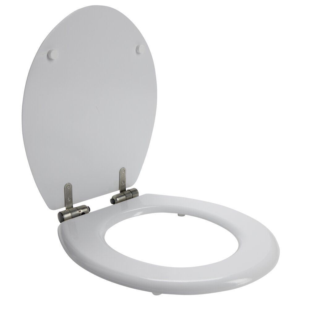 Abattant WC bois blanc motif granit déclipsable frein de chute taille universelle