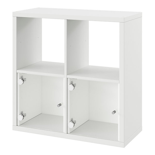 étagère modulable 4 cubes avec 2 portes en verre GoodHome Mixxit blanc