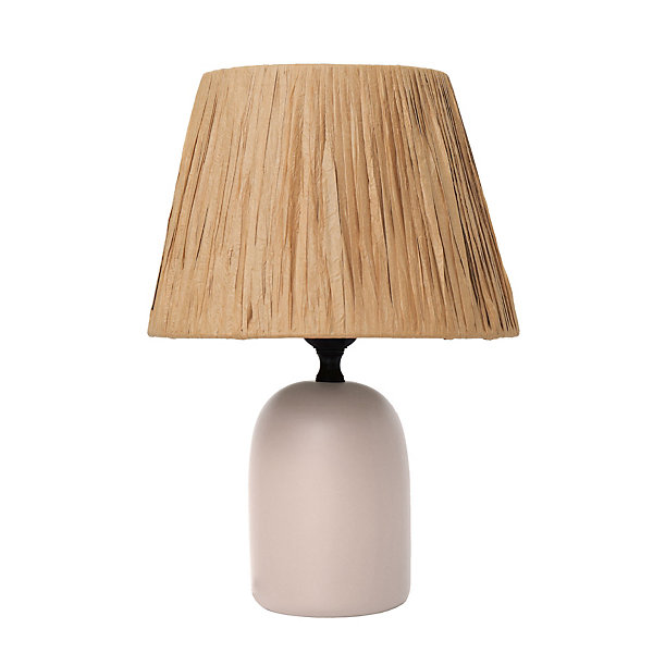 Lampe à poser en céramique beige écru et raffia H.31,5cm E27 40W Seynave, Alezio