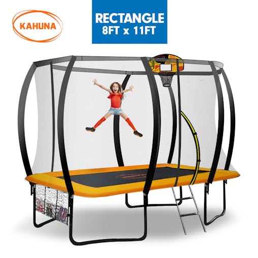 NNEDPE Kahuna Trampoline 8 ft x 11 ft Rectangular with Basketball Set